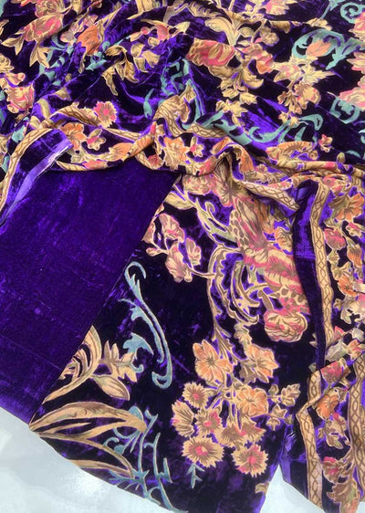MP704 Purple Unstitched Velvet Palachi Suit - Memsaab Online