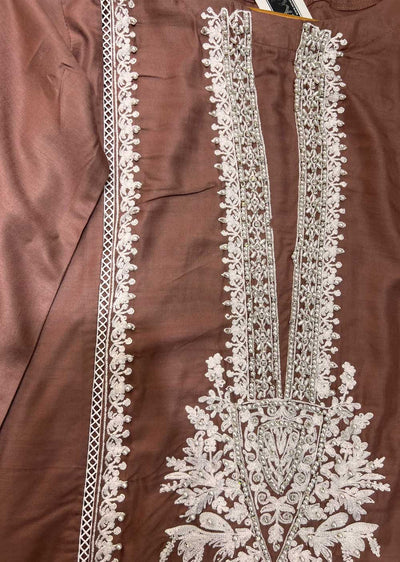 RGZ706 Brown Readymade Linen Suit - Memsaab Online