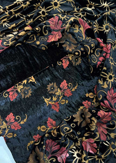 MP707 Black Unstitched Velvet Palachi Suit - Memsaab Online