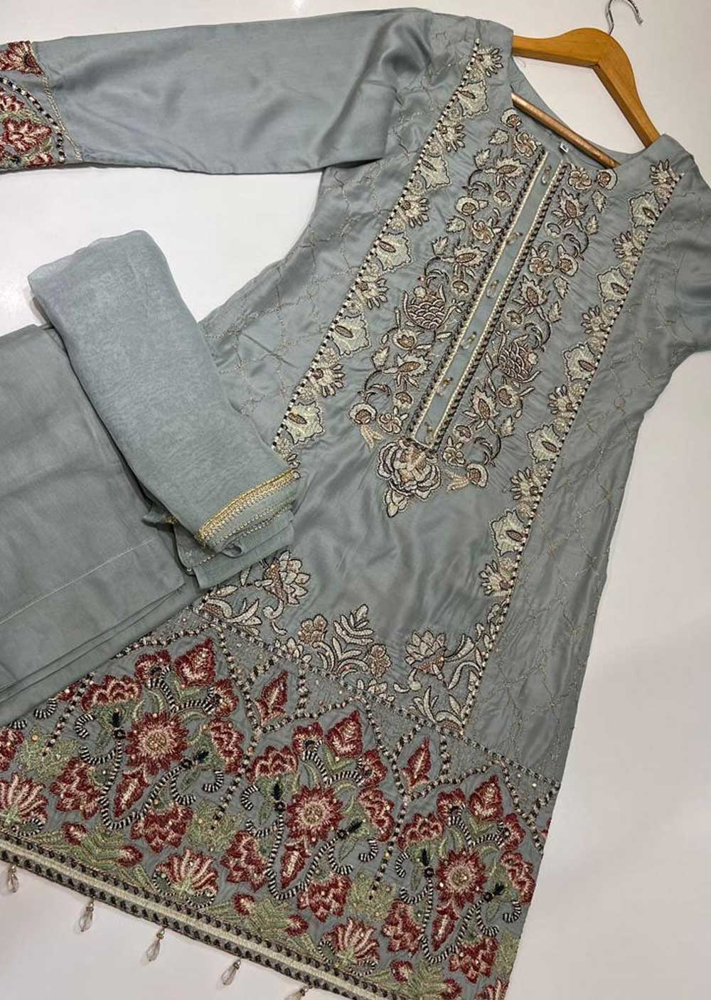 RGZ711 Mint Readymade Linen Suit - Memsaab Online