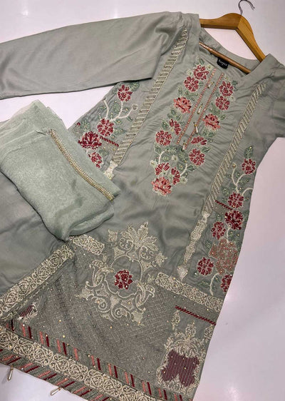 RGZ715 Mint Readymade Linen Suit - Memsaab Online