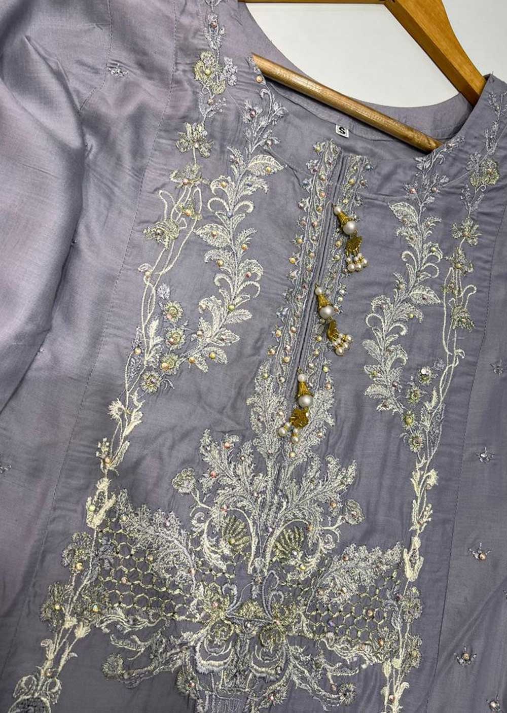 RGZ716 Grey Readymade Linen Suit - Memsaab Online
