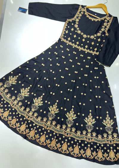 RGZ720 Black Readymade Long Dress/Kurti - Memsaab Online