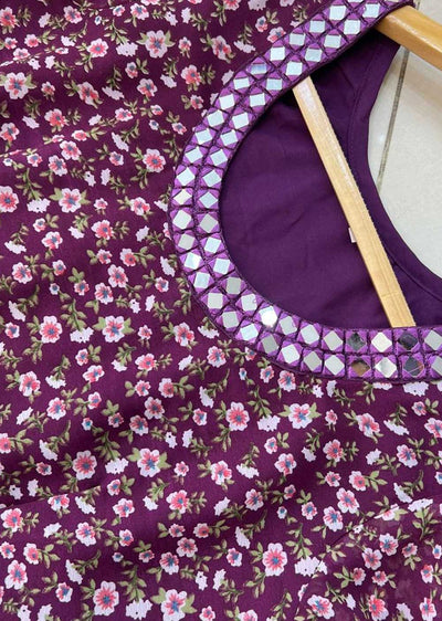 RGZ723 Purple Readymade Rayon Modest Dress - Memsaab Online