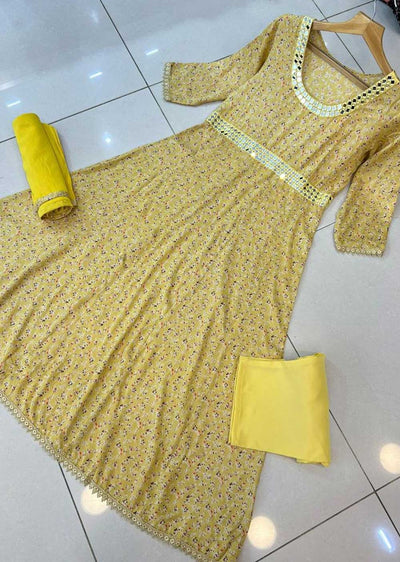 RGZ725 Yellow Readymade Linen Modest Dress - Memsaab Online