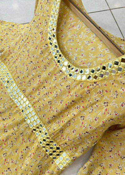 RGZ725 Yellow Readymade Linen Modest Dress - Memsaab Online