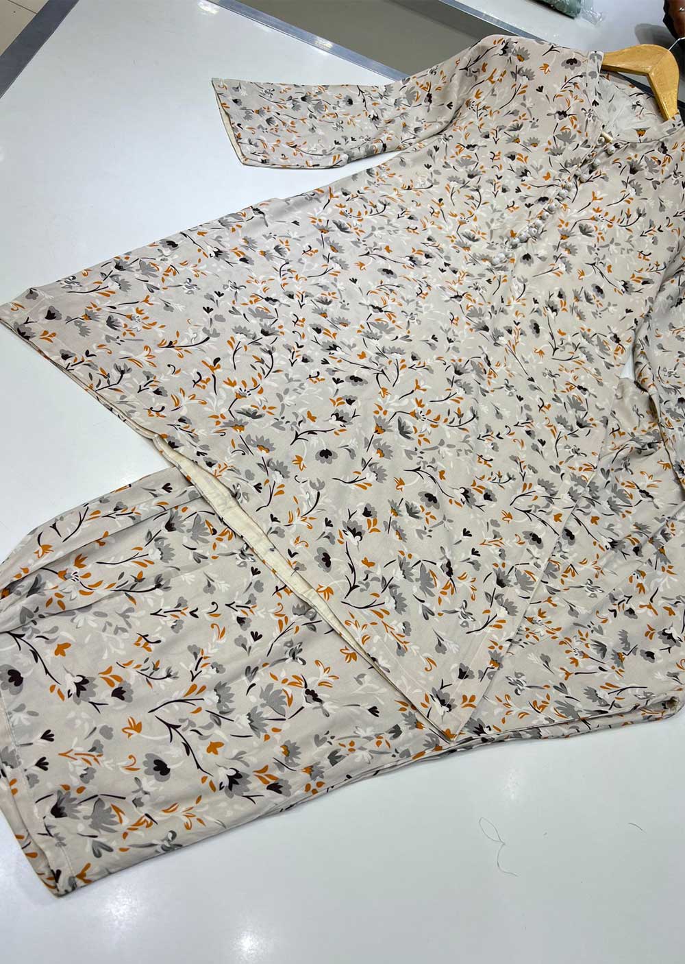 RGZ739 Readymade Floral Printed Linen Suit - Memsaab Online