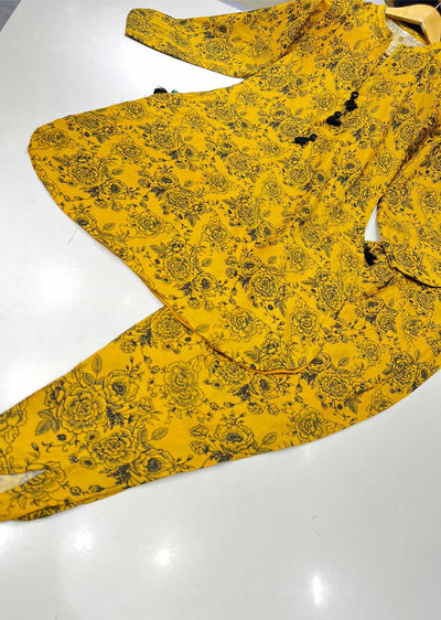 RGZ740 Readymade Floral Printed Linen Suit - Memsaab Online