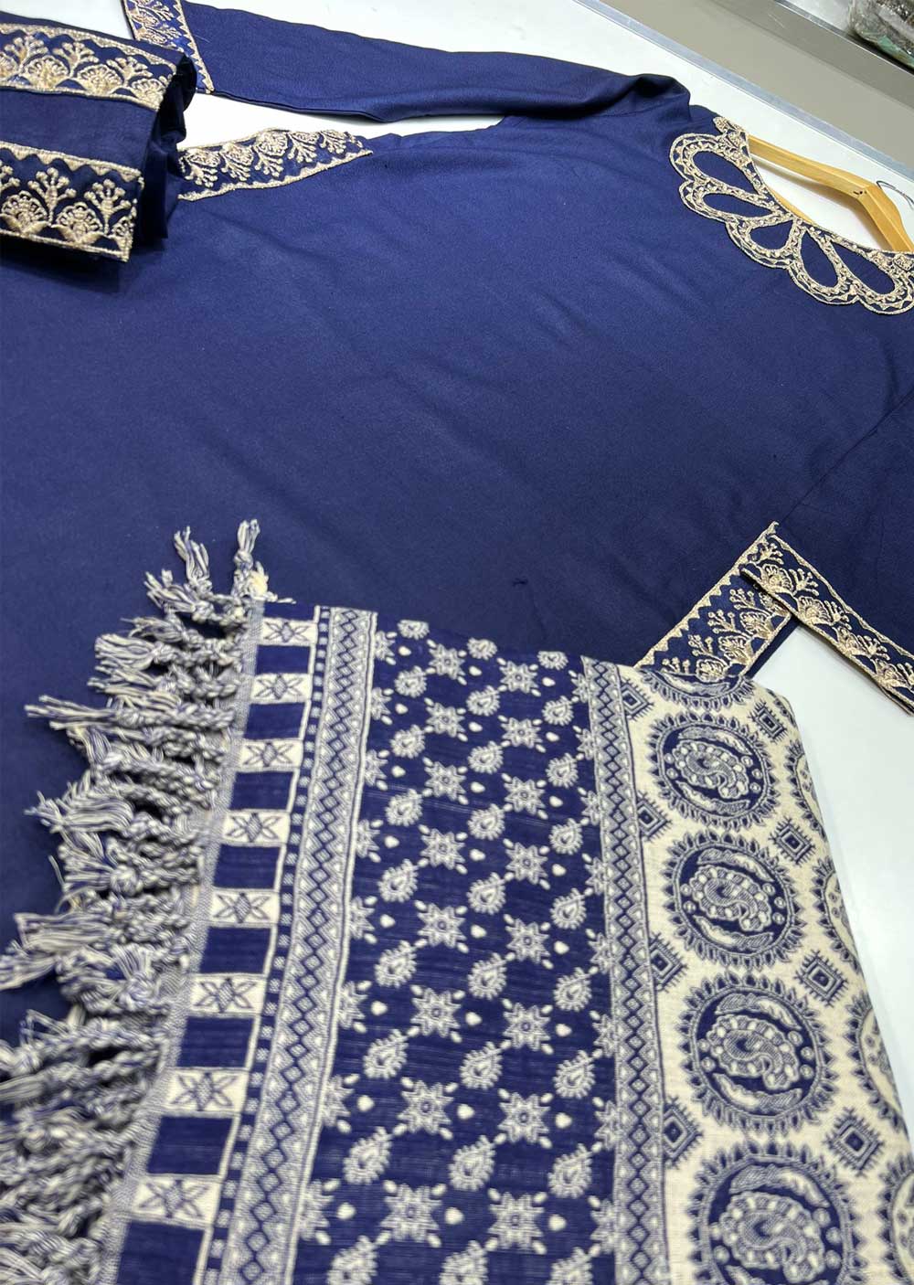RGZ742 Blue Readymade Dhanak Shawl Suit - Memsaab Online