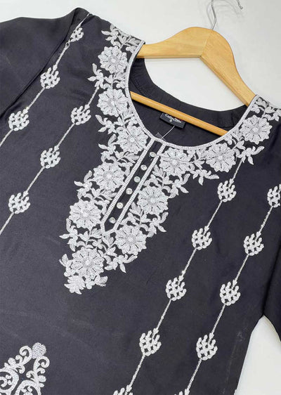 RGZ745 Black Readymade Linen Suit - Memsaab Online