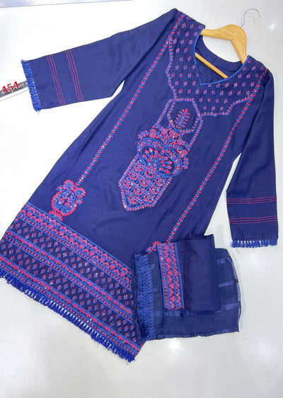 RGZ749 Blue Readymade Linen Suit - Memsaab Online