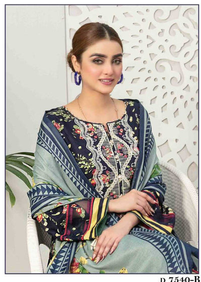 D-7540R-B - Readymade- Seher Linen Collection by Tawakkal 2022 - Memsaab Online