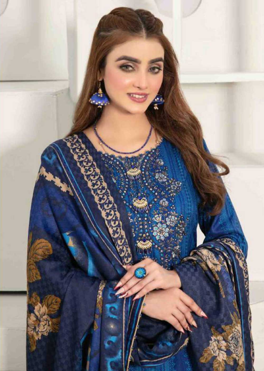 D-7542-B - Unstitched- Seher Linen Collection by Tawakkal 2022 - Memsaab Online
