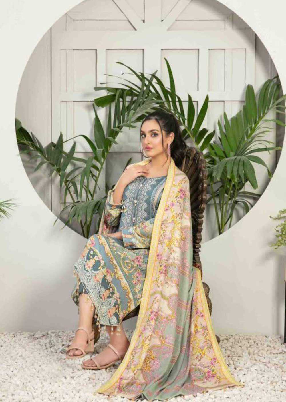 D-7543-B - Unstitched- Seher Linen Collection by Tawakkal 2022 - Memsaab Online