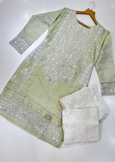 RGZ757 Green Readymade Cotton Suit - Memsaab Online
