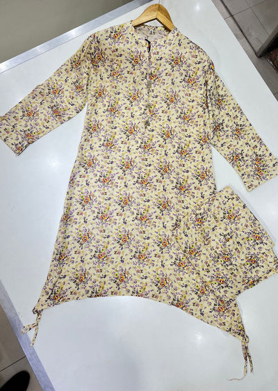 RGZ764 Readymade Floral Printed Linen Suit - Memsaab Online