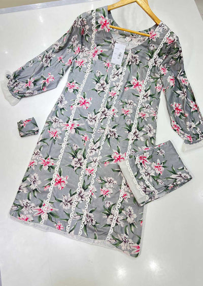 RGZ768 Readymade Floral Printed Linen Suit - Memsaab Online