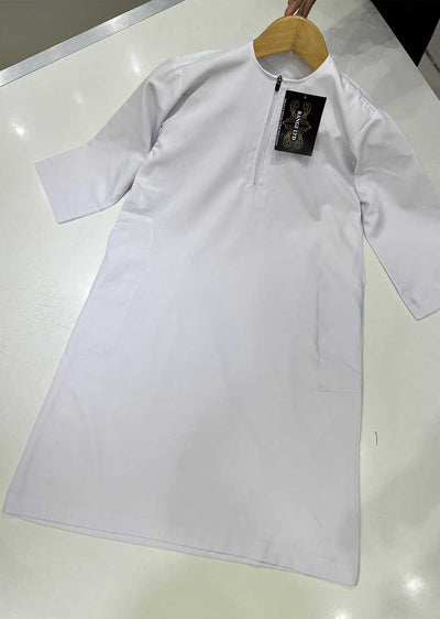 RGZ788 Mens White Plain Thobe - Memsaab Online