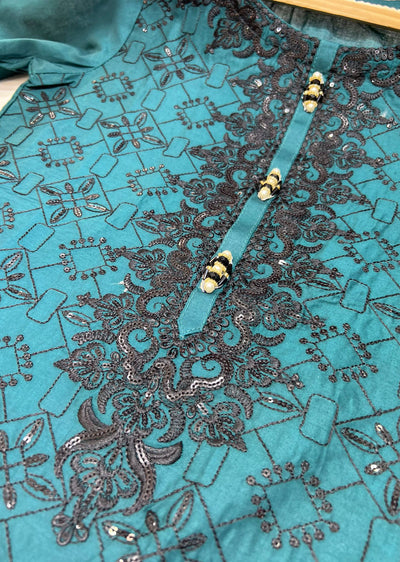 ZA793 Teal Readymade Lawn Kurti - Memsaab Online