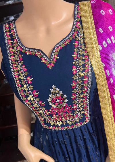 ASF13 - Blue Readymade Georgette Suit - Memsaab Online