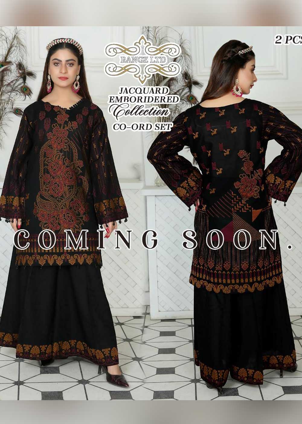 RGZS-07 - Readymade - 2 Piece Jacquard Embroidered Suit by Rangz - Memsaab Online