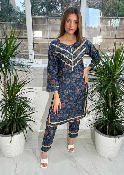 RGZ830 Readymade 2 Piece Dhanak Print Suit - Memsaab Online