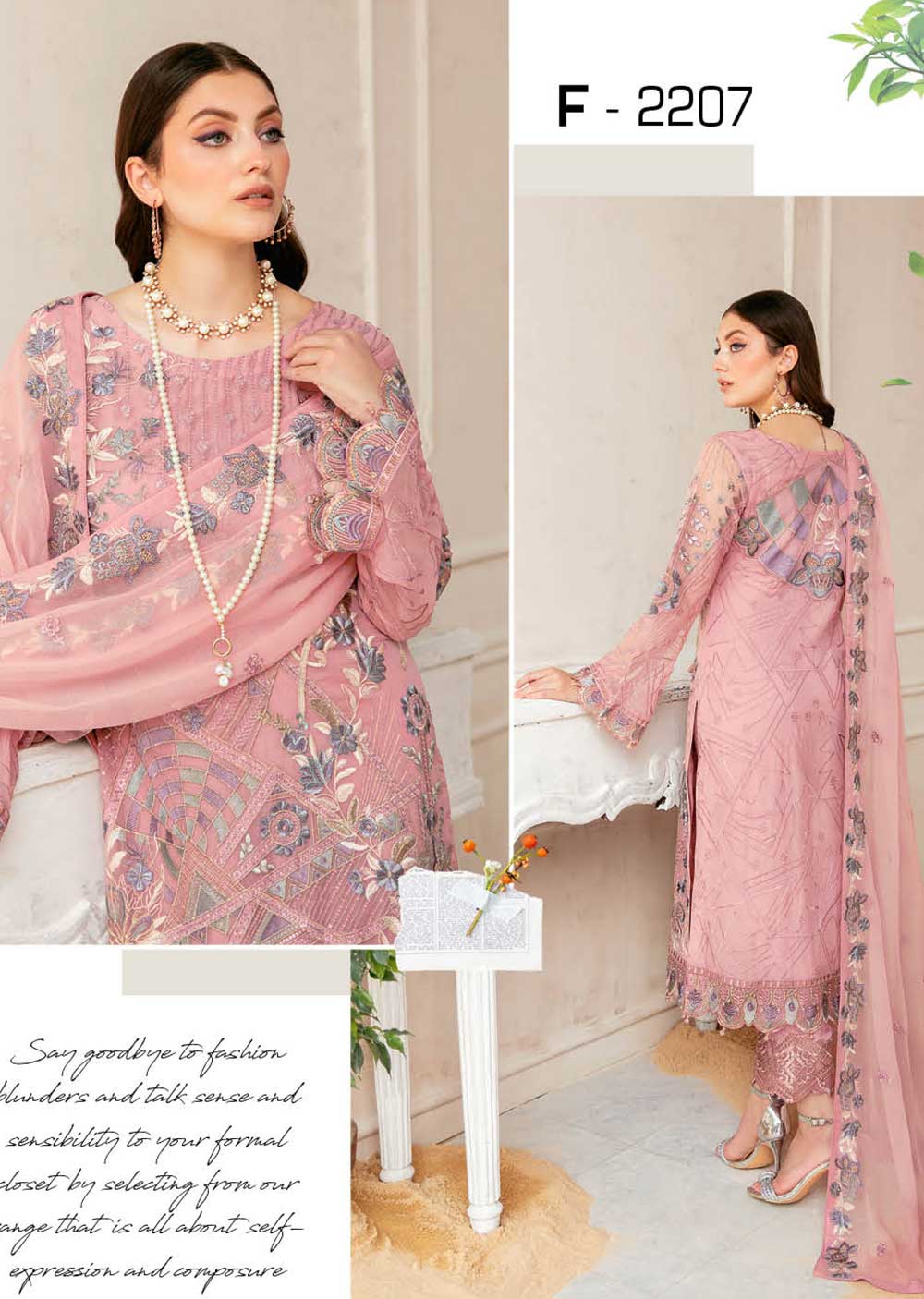 R-2207-R - Readymade - Chiffon Collection by Ramsha Vol 22 - Memsaab Online