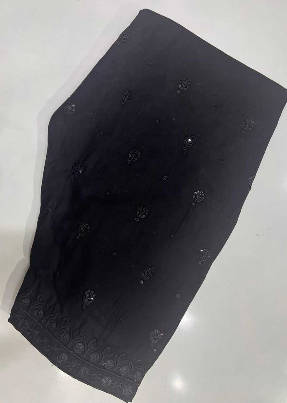 DXT407 Black Embroidered Cotton Trouser - Memsaab Online