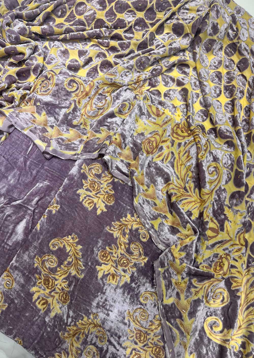 MP802 Lilac Unstitched Velvet Palachi Suit - Memsaab Online