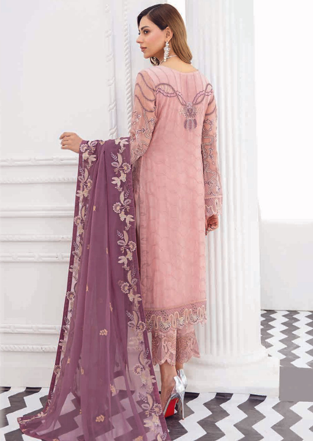 R-803-R - Readymade - Rangoon Chiffon Suit 2022 - Memsaab Online