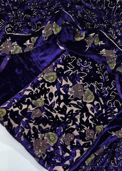 MP804 Purple Unstitched Velvet Palachi Suit - Memsaab Online