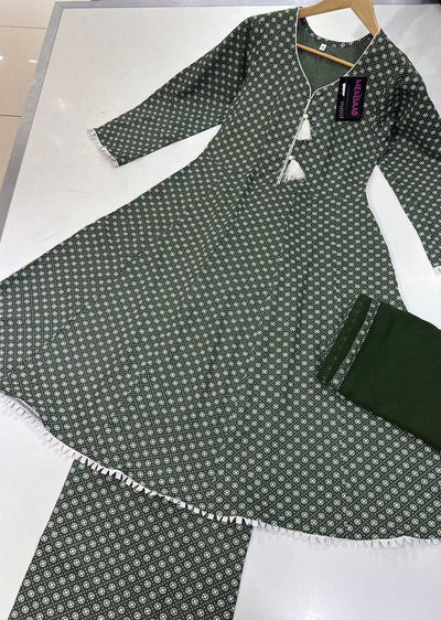 RGZ805 Green Winter Linen Suit - Memsaab Online