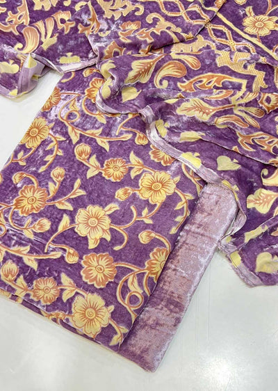 MP805 Lilac Unstitched Velvet Palachi Suit - Memsaab Online