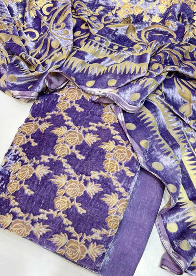 MP806 Lilac Unstitched Velvet Palachi Suit - Memsaab Online