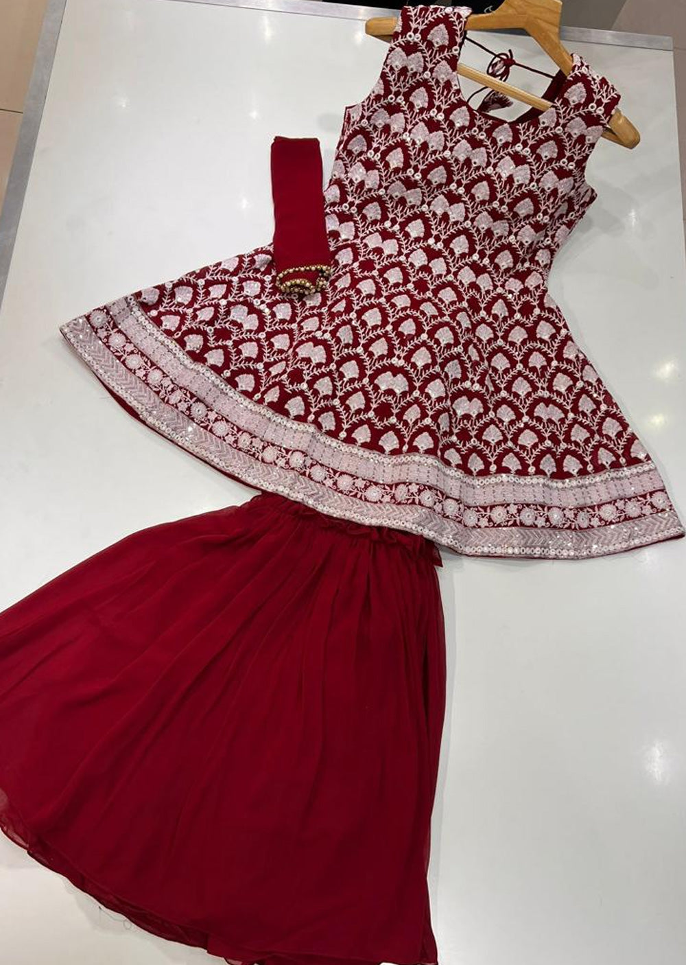 ASF806 Red Readymade Suit - Memsaab Online