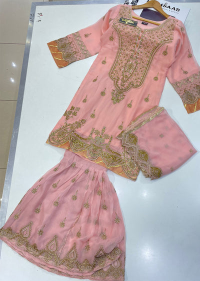 NR8203 Readymade Pink Chiffon Suit - Memsaab Online