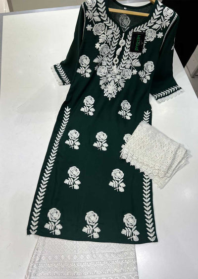 RGZ836 Green Readymade Linen Palazzo Suit - Memsaab Online