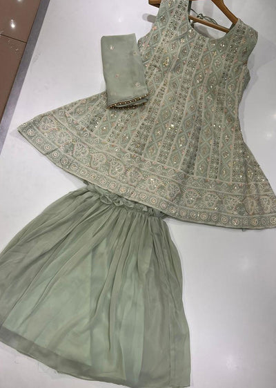 ASF859 Green Readymade Georgette Suit - Memsaab Online