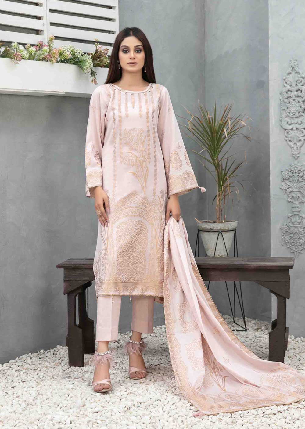 D-8765 - Unstitched - A Pastel Dream Collection by Tawakkal 2023 - Memsaab Online