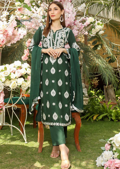 HK199 Mahi Readymade Green Linen Suit - Memsaab Online