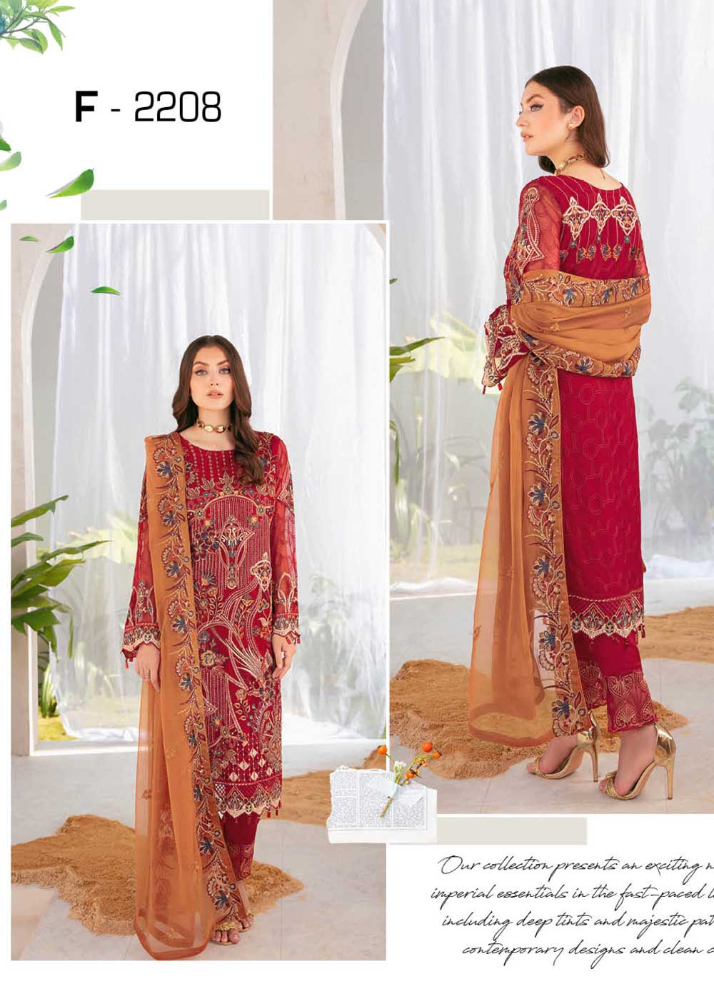 R-2208-R - Readymade - Chiffon Collection by Ramsha Vol 22 - Memsaab Online