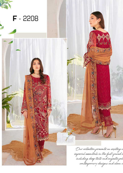 R-2208-R - Readymade - Chiffon Collection by Ramsha Vol 22 - Memsaab Online