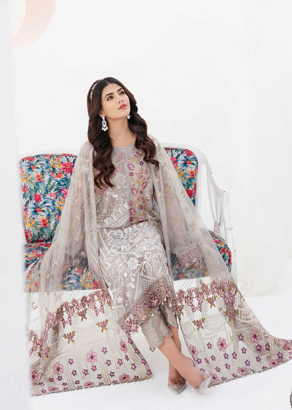 RCD-608-R - Readymade - Ramsha Chevron Chiffon Collection Vol 06 2023 - Memsaab Online