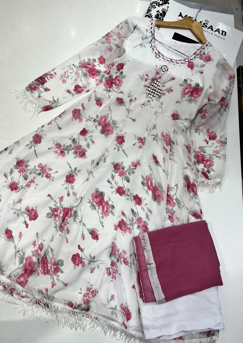 RGZ99908 Pink Georgette Dress - Memsaab Online