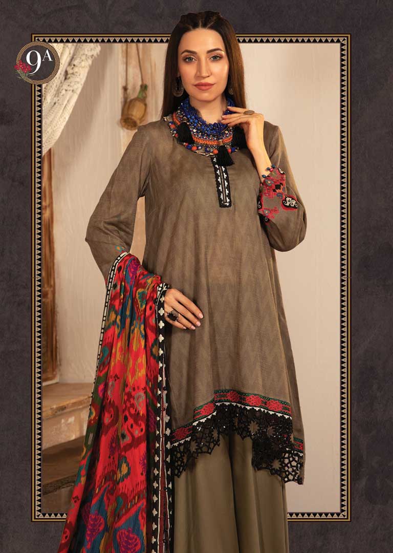 MB-109-A - Unstitched - M.Prints Winter Collection by Maria B 2021 - Memsaab Online