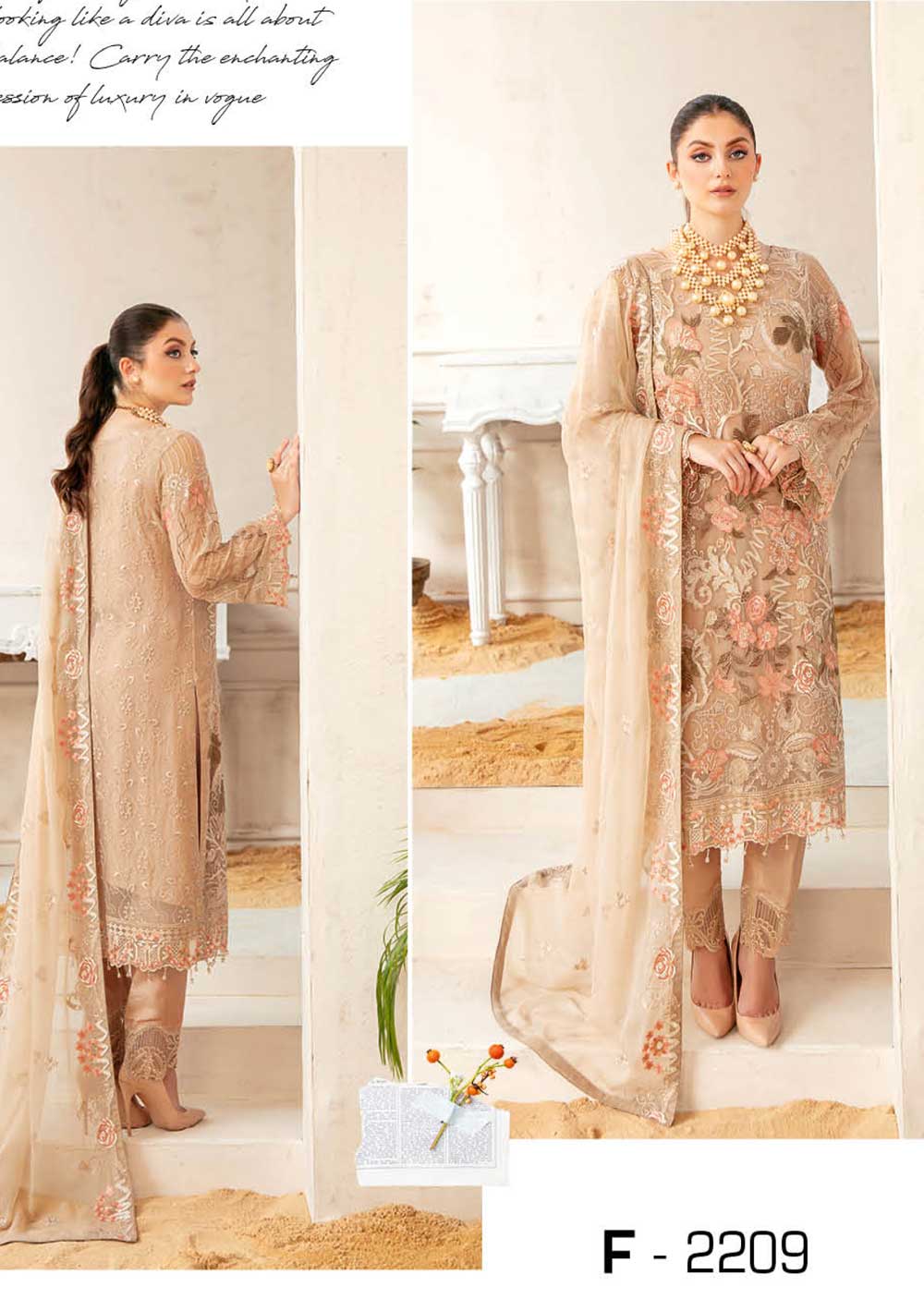 R-2209-R - Readymade - Chiffon Collection by Ramsha Vol 22 - Memsaab Online