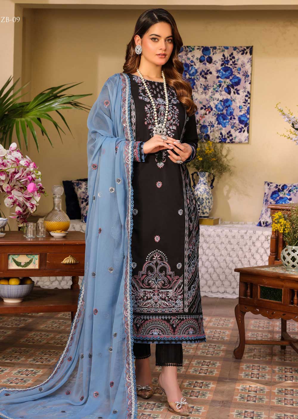 AJZB-09 - Unstitched - Zarq Barq Collection by Asim Jofa 2023 - Memsaab Online