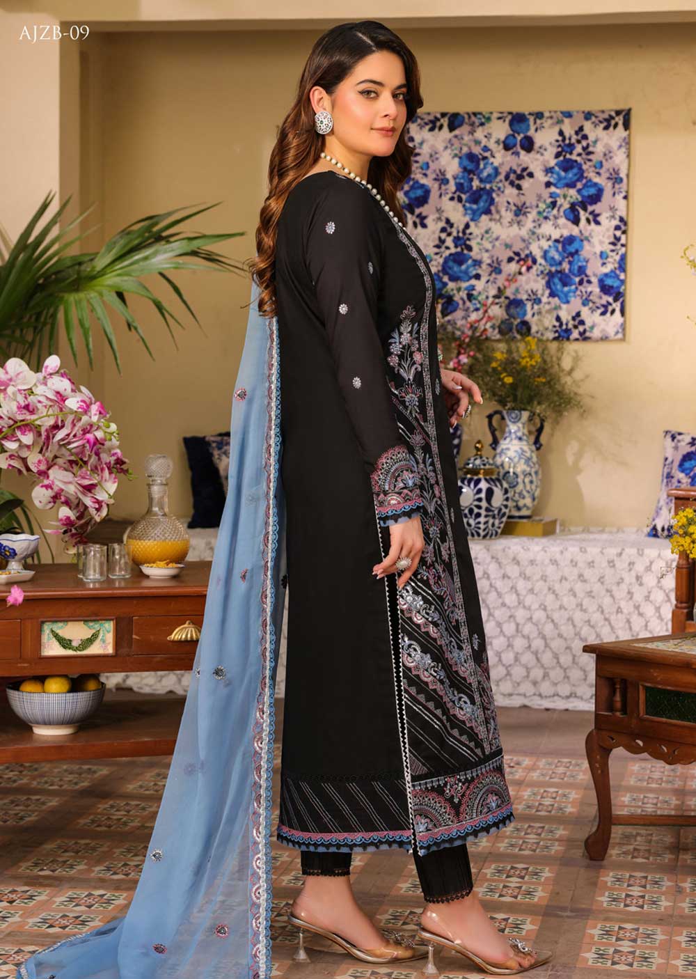 AJZB-09 - Unstitched - Zarq Barq Collection by Asim Jofa 2023 - Memsaab Online