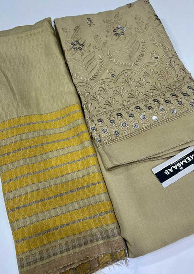 Arsto 09 -Gold- Unstitched Winter Suit by ABC - Memsaab Online