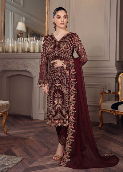 A-507-R - Readymade - Chevron Chiffon Collection Vol 5 by Ramsha 2022 - Memsaab Online